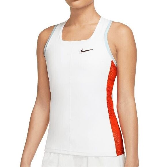 NIKE women's Large TENNIS COURT COURT SLAM TANK DR6795-100 white red - Picture 3 of 12